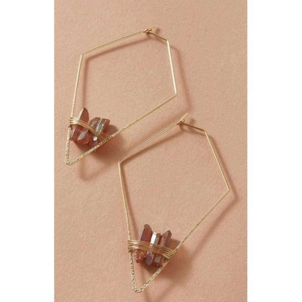 Womens boho Crystal gold hoop wire cute lightweight dainty earrings 💖2/$30 - Picture 4 of 14